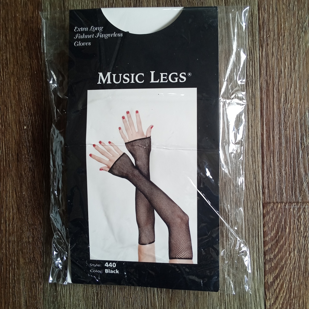Music Legs Black Fishnet Fingerless Gloves